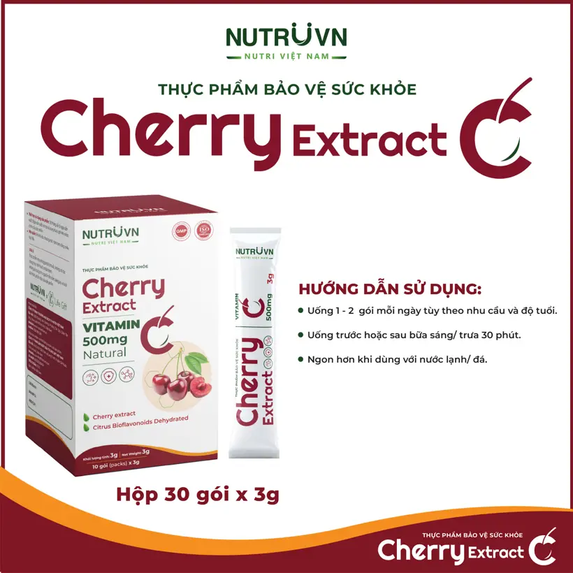 Cherry Extract bổ sung vitamin C tăng cường miễn dịch (30 gói x 3g)
